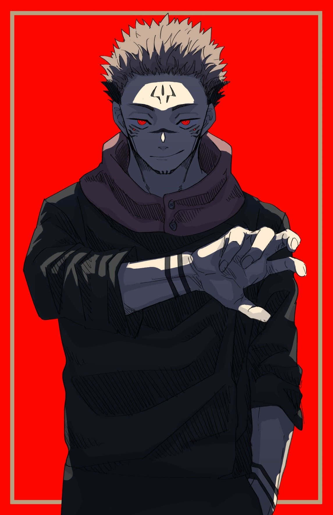 A Character With Red Eyes And A Black Shirt Wallpaper
