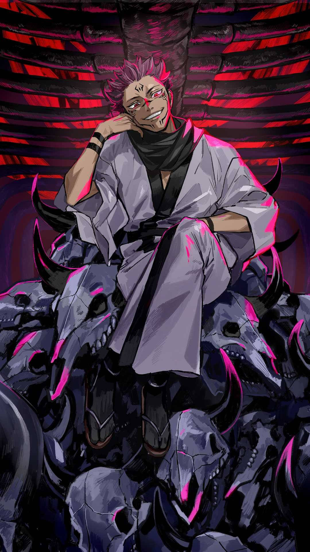 King of Curses, Sukuna Occupying His Throne Wallpaper