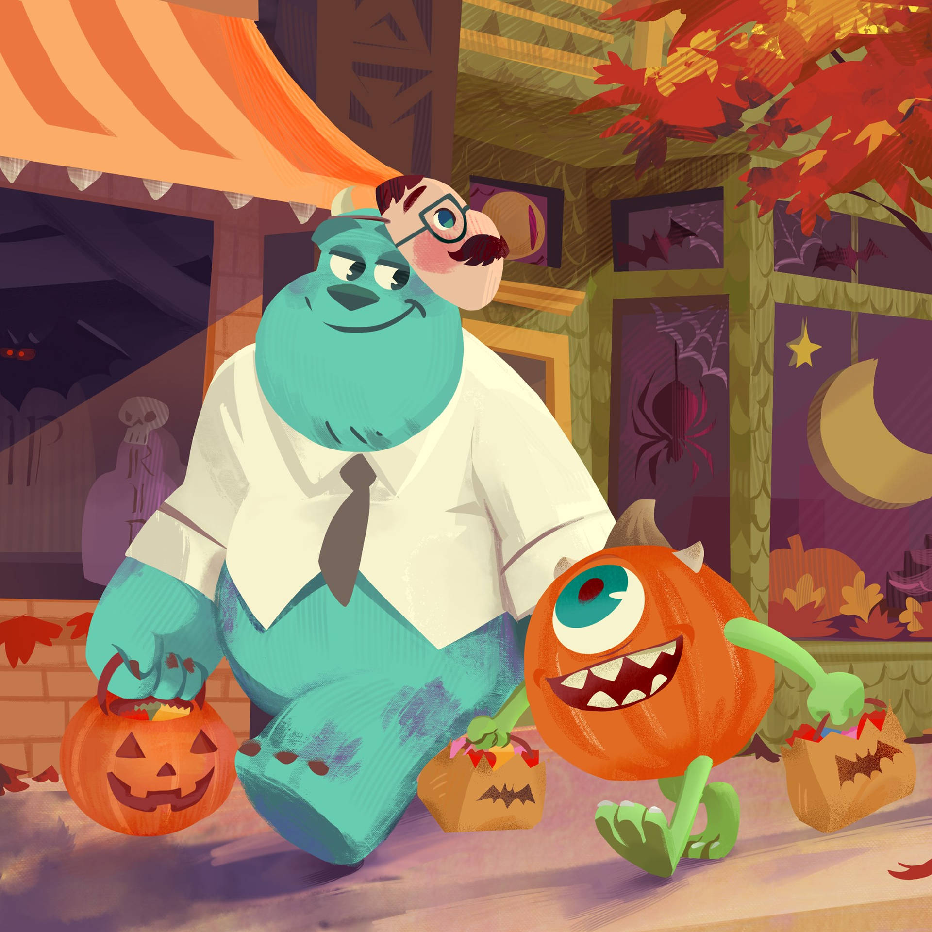 Sulley And Mike Halloween Art Wallpaper