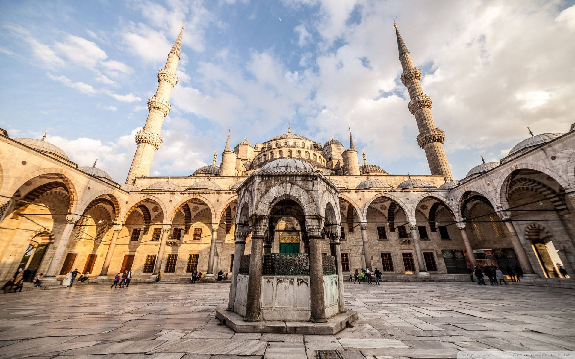 Admire the captivating beauty of the Sultan Ahmed Mosque in Istanbul, Turkey Wallpaper