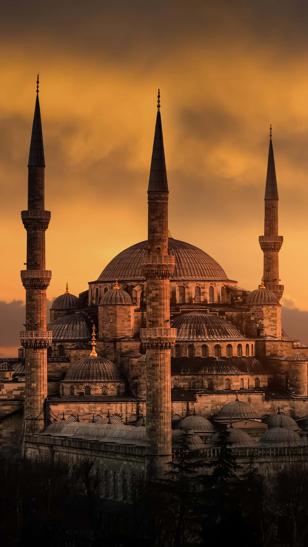 Sultan Ahmed Mosque Phone Cloudy Sunset Background