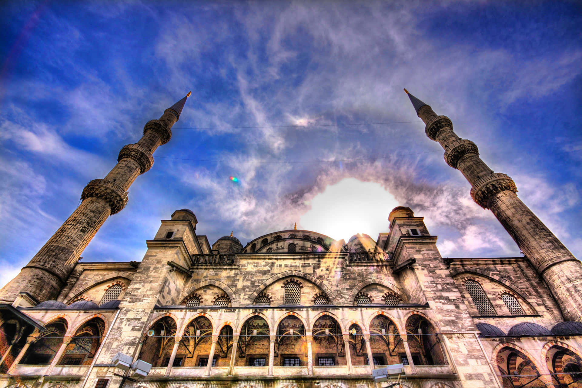 Sultan Ahmed Mosque Sun Clouds Picture
