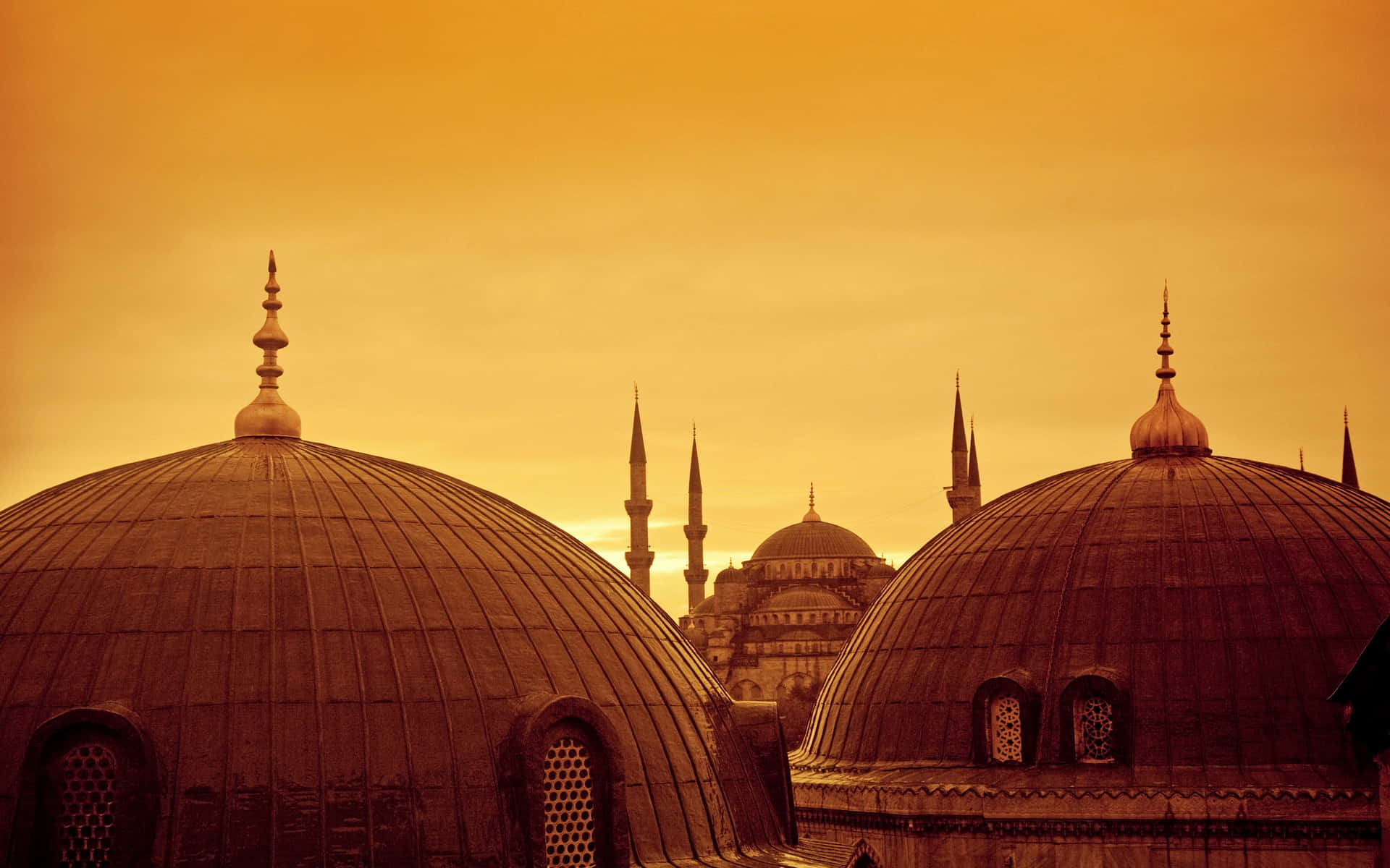 Sultan Ahmed Mosque Sunset Nearby Domes Wallpaper