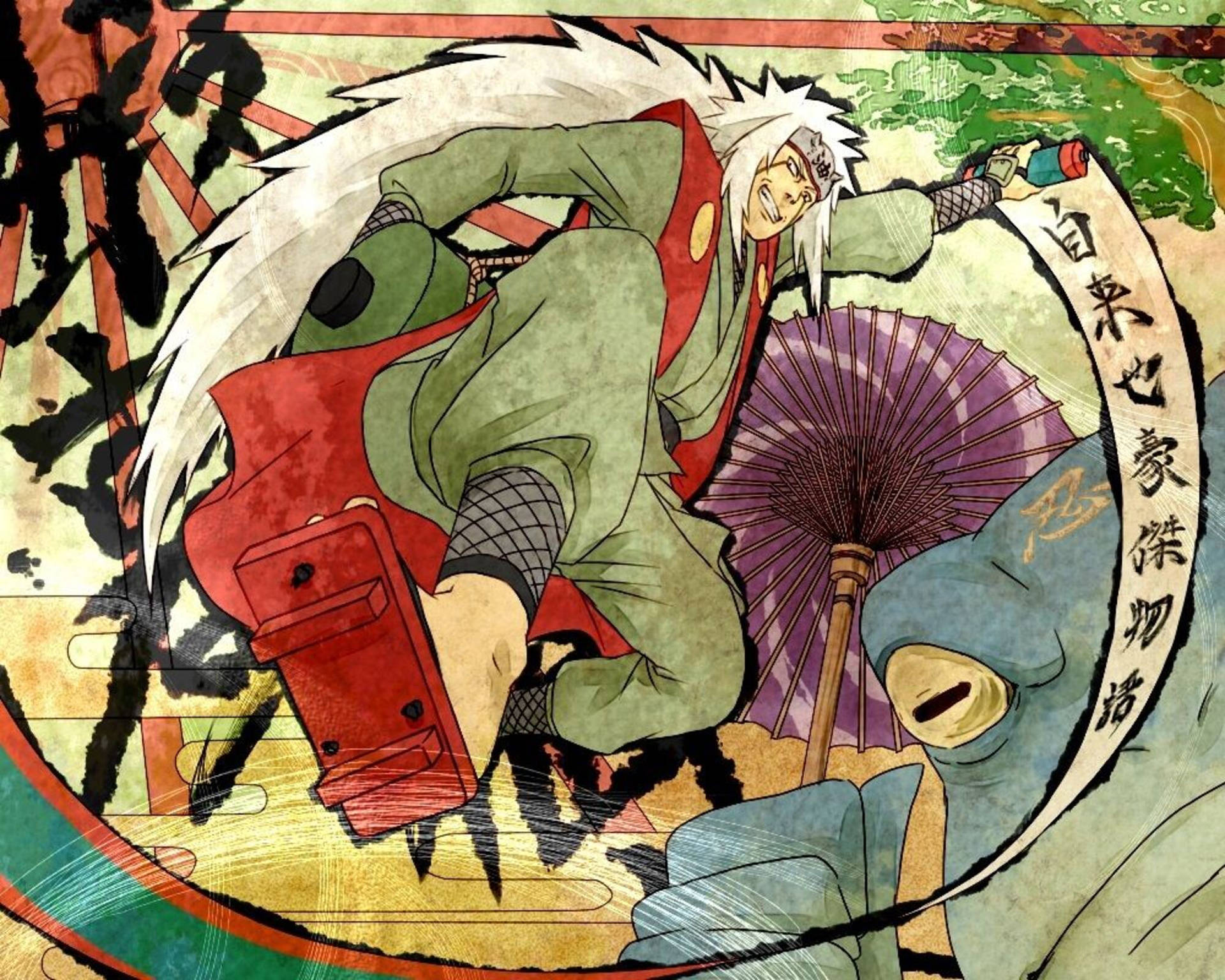 Sumi-e Style Jiraiya Art Wallpaper