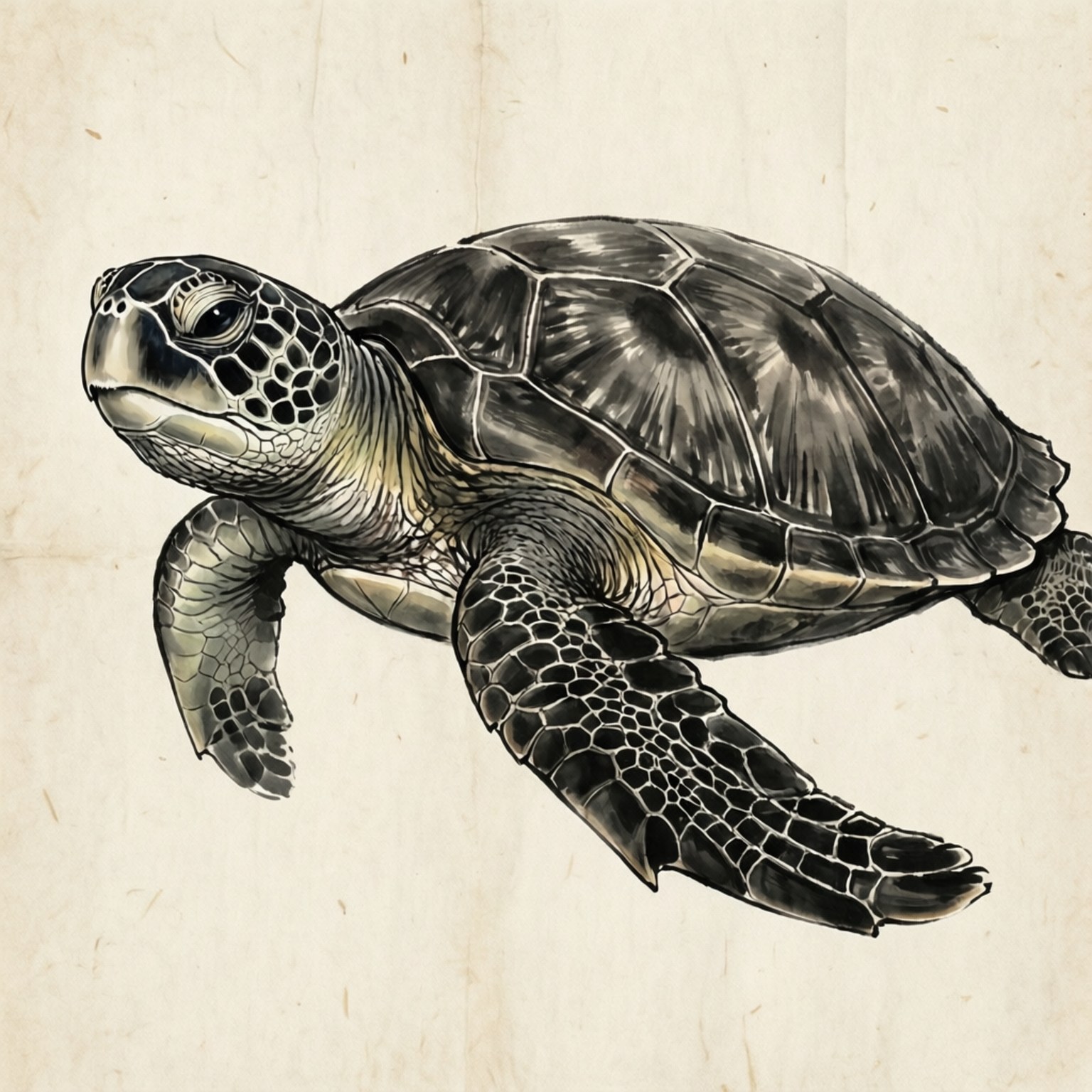 Sumi-e Schildkröte Wallpaper