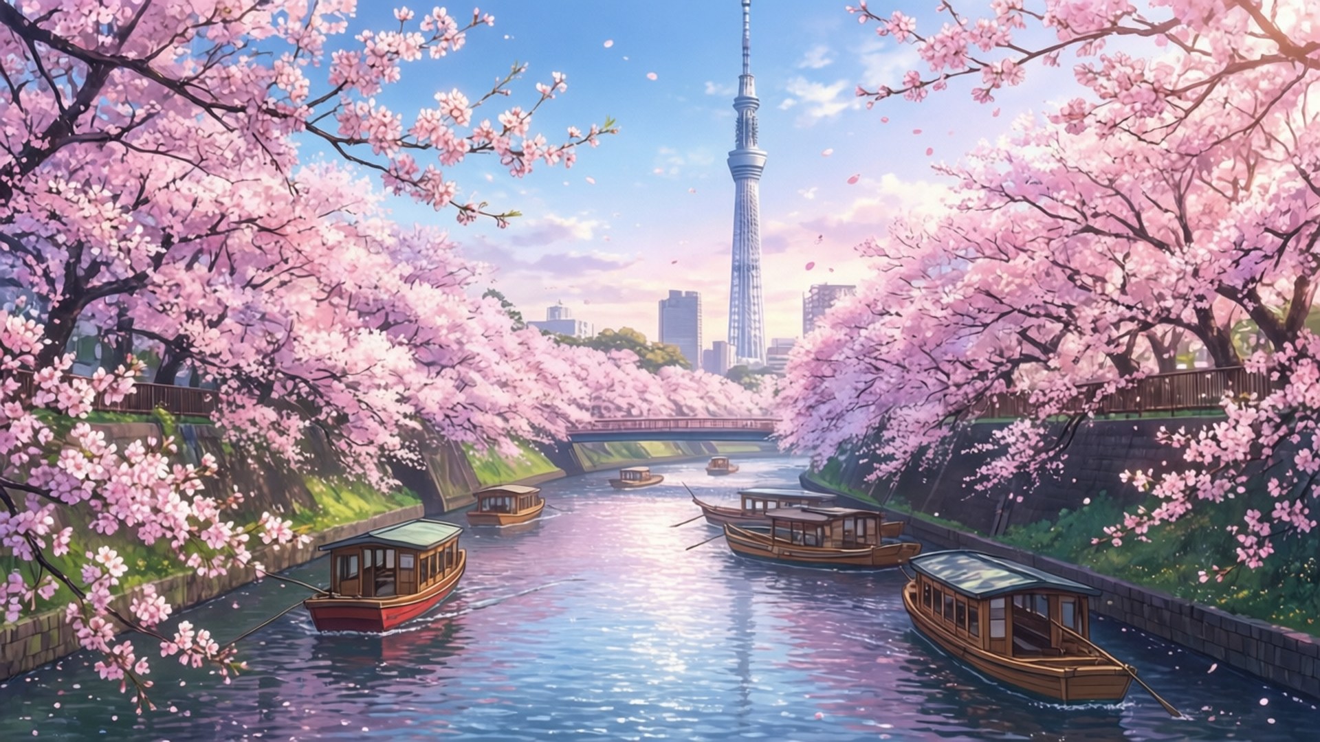 Sumida River Spring Bakgrunner