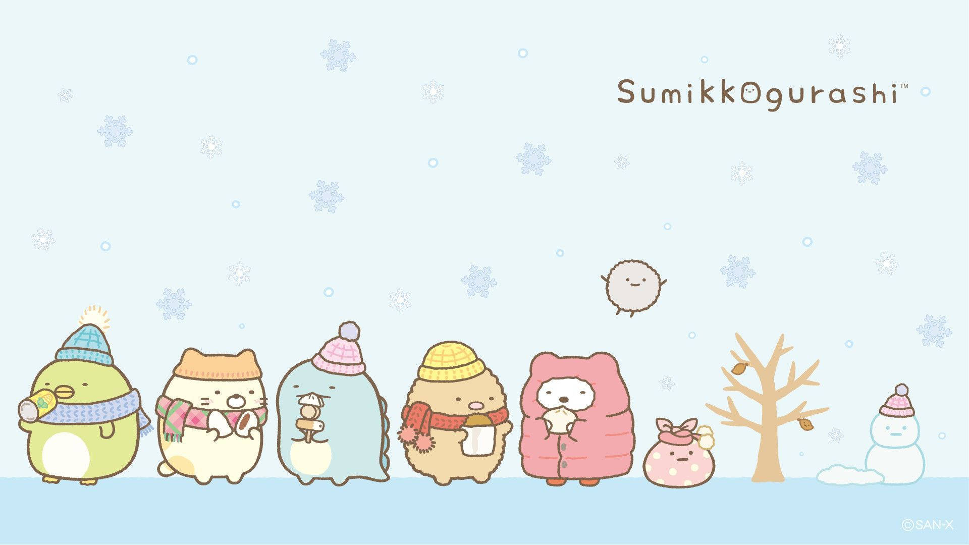 Sumikko Gurashi With Snowman Wallpaper