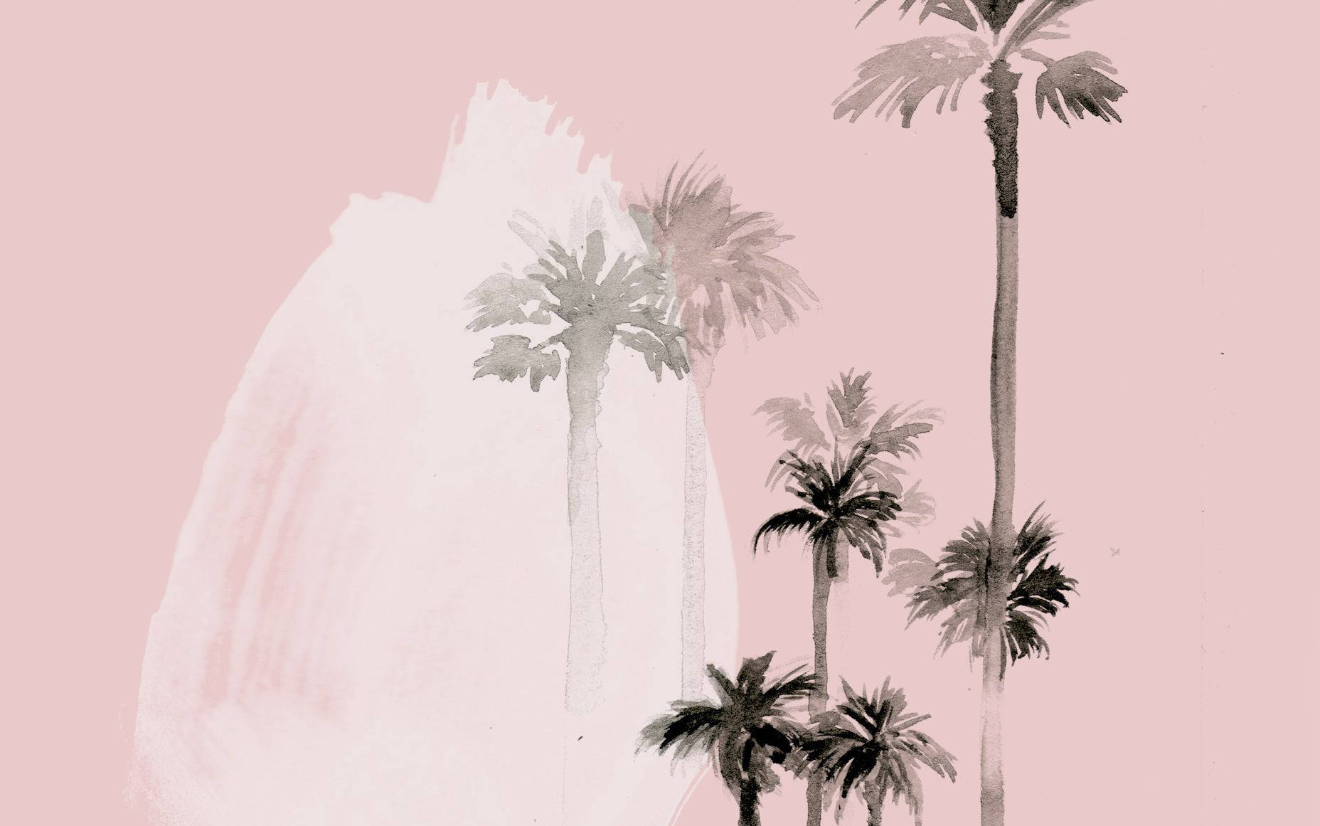 Summer Aesthetic Watercolor Palm Trees Wallpaper