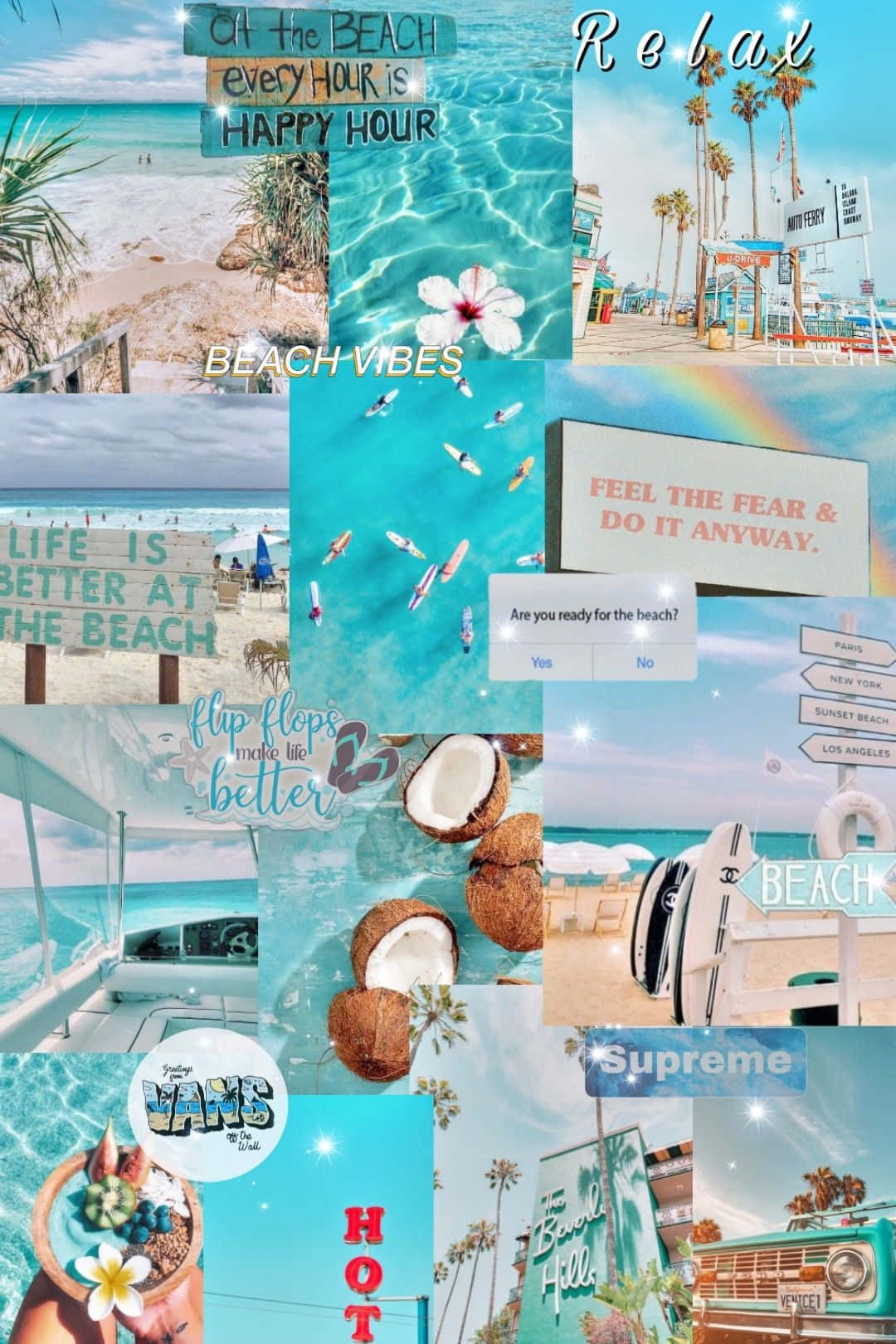 Summer Beach Collage Aesthetic.jpg Wallpaper