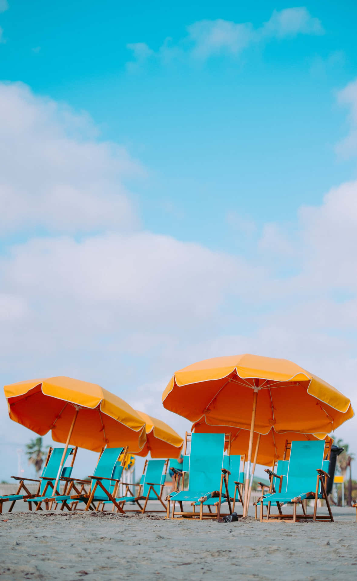 Summer Beach Iphone Orange Umbrellas Wallpaper