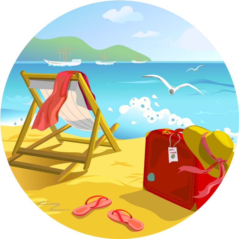 Summer Beach Vacation Clipart PNG