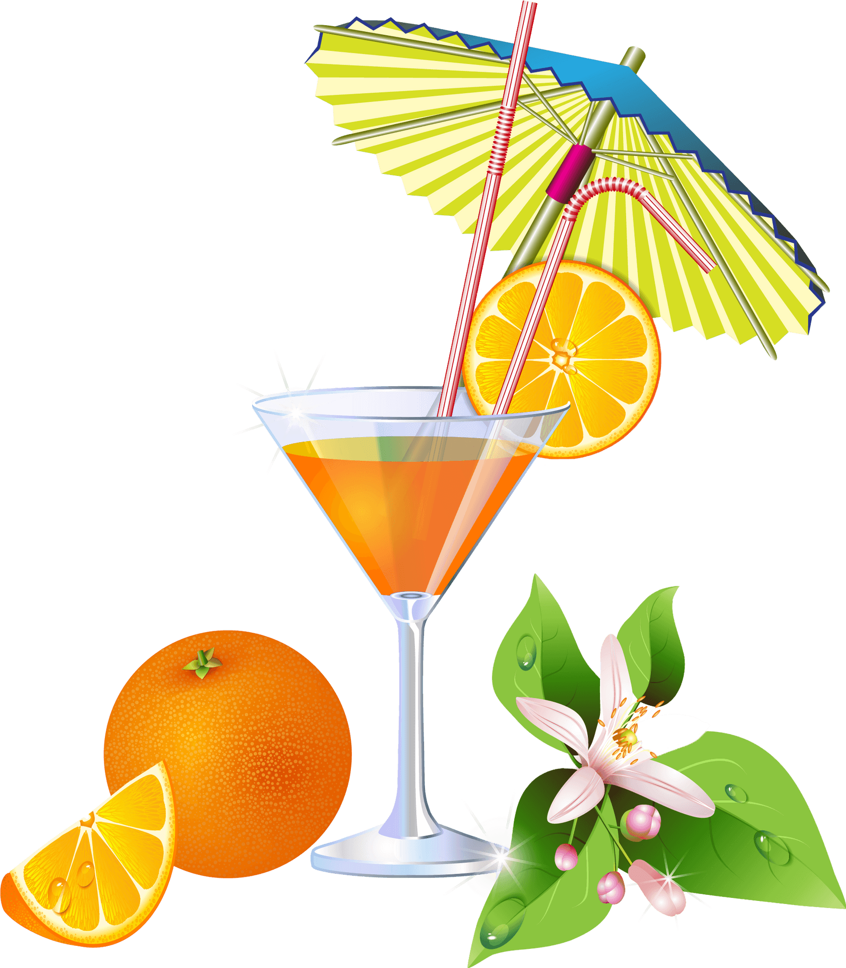 Summer Cocktail Clipart Orange Drink PNG