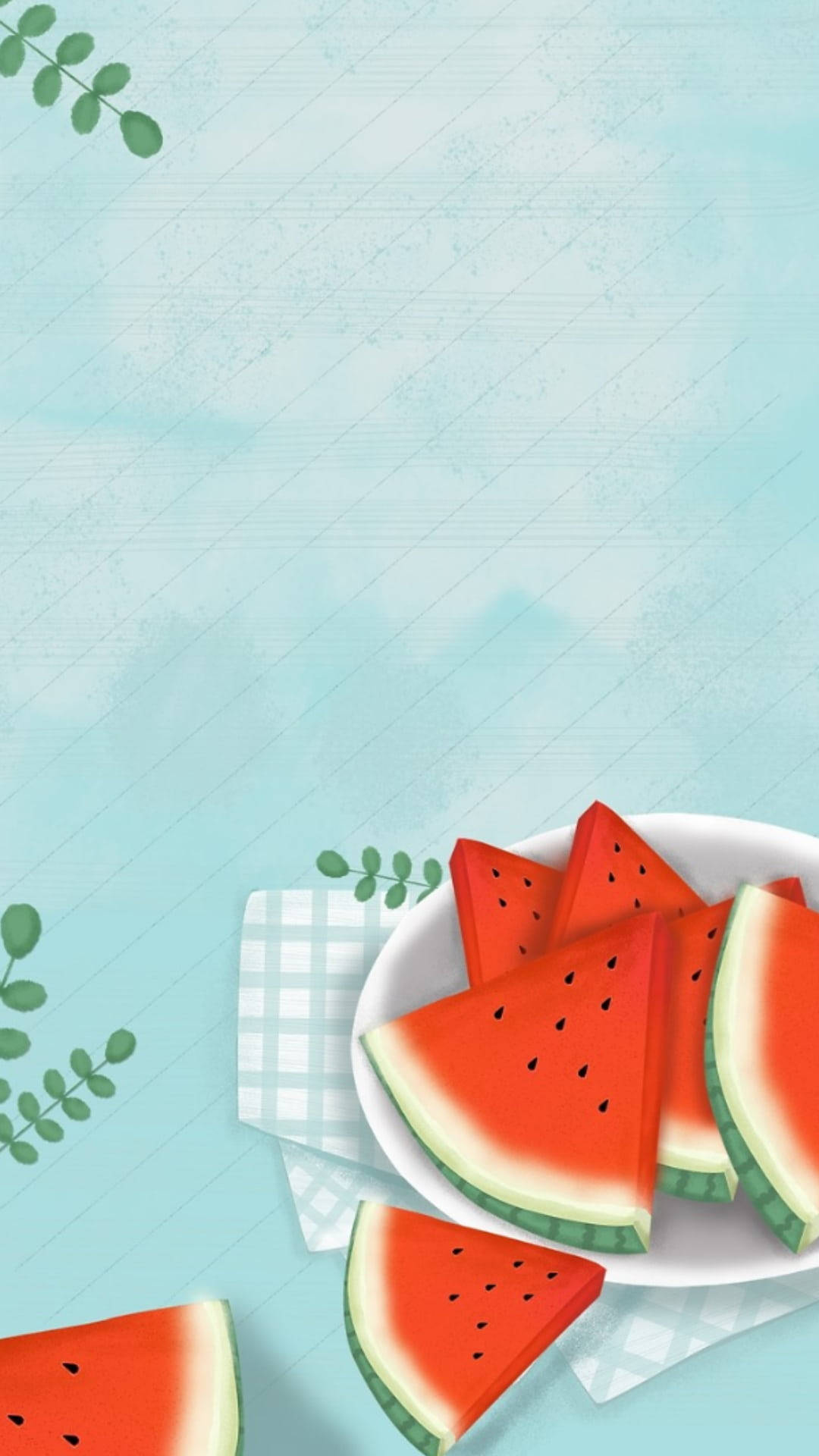 Sommer Cute Vandmelon Screen Art Wallpaper