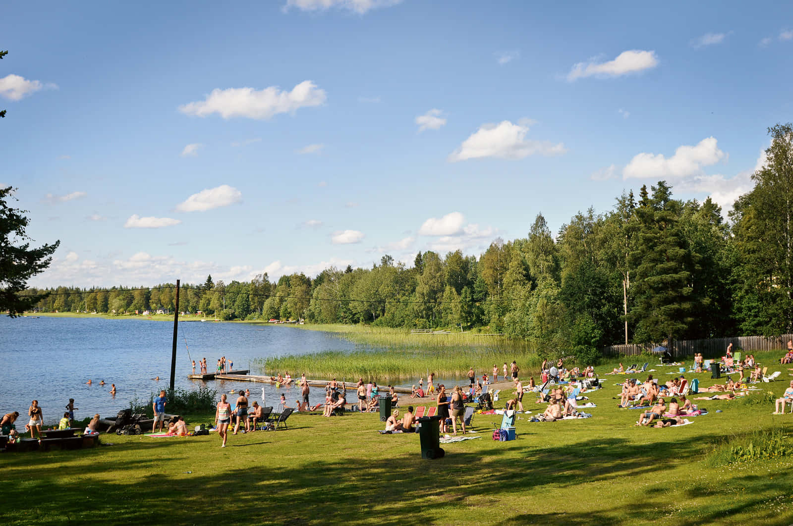 Sommerdag Ved Skellefteå Innsjø Sverige Bakgrunnsbildet