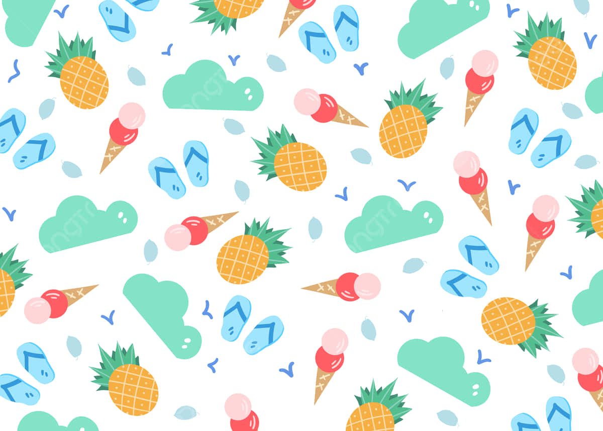 Sommerdesign Niedliche Ananas Wallpaper