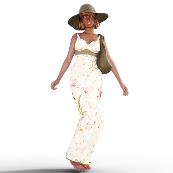 Summer_ Fashion_ Model_ With_ Hat PNG
