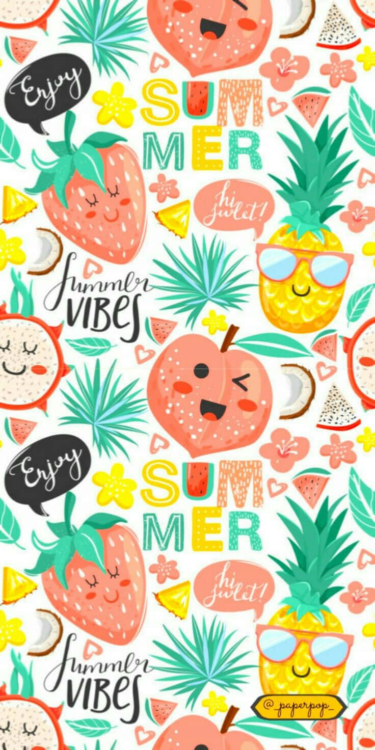 Sommerlicherspaß Mit Fruchtigen Cartoons Wallpaper