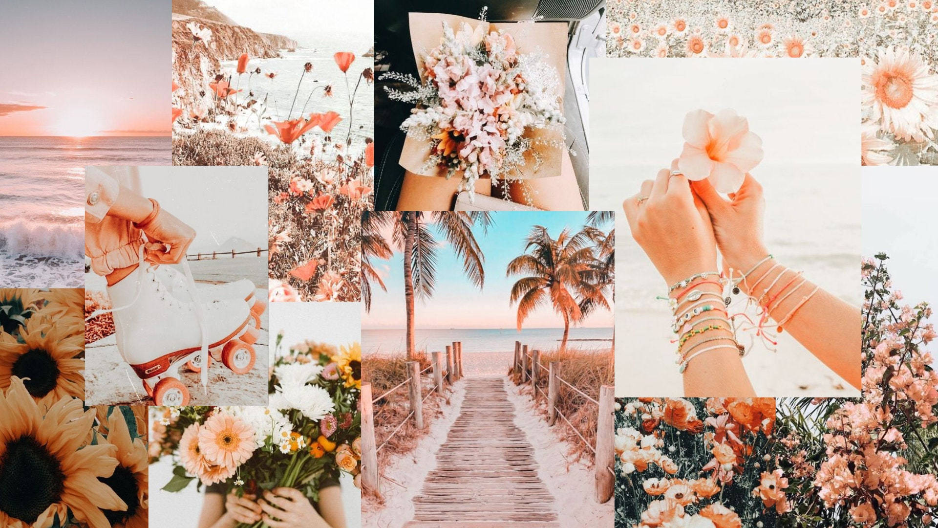 Summer Flower Collage Laptop Wallpaper