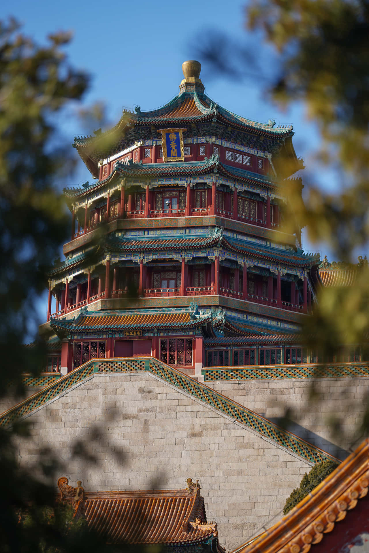 Summer Palace From The Trees Wallpaper