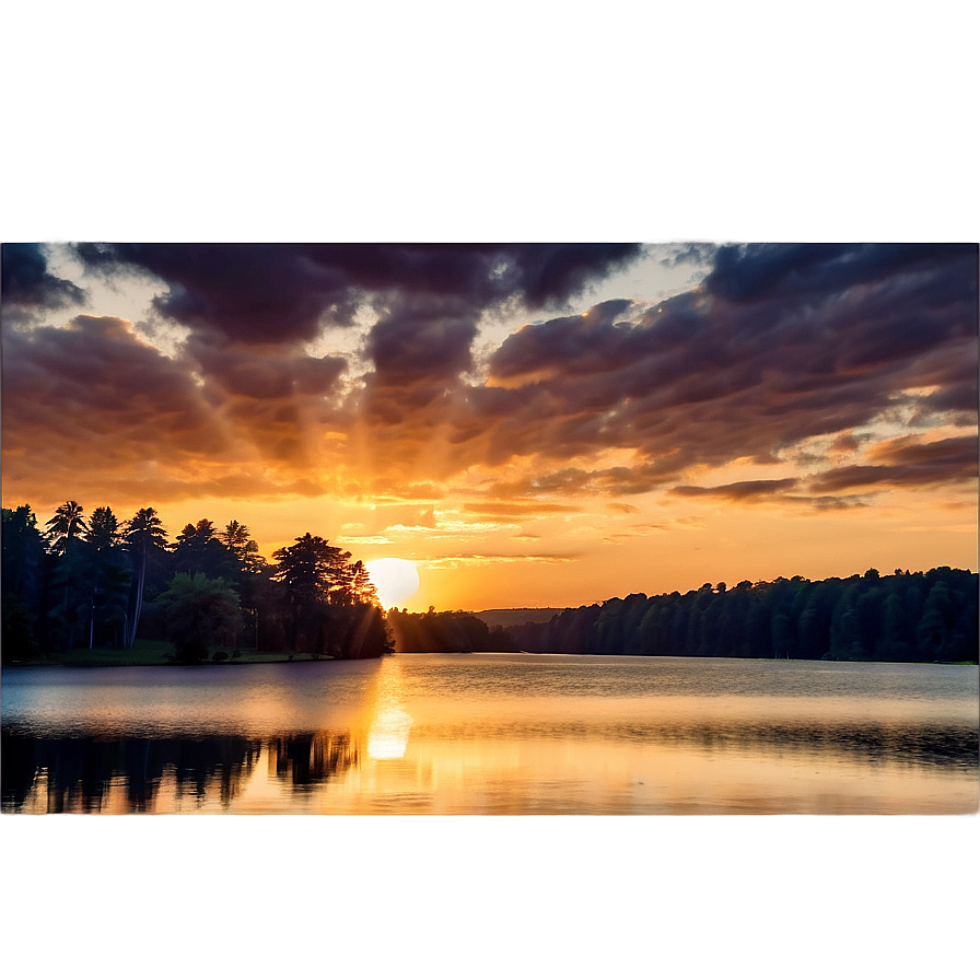 Summer Sunset Over Lake Photo Png Gek51 PNG