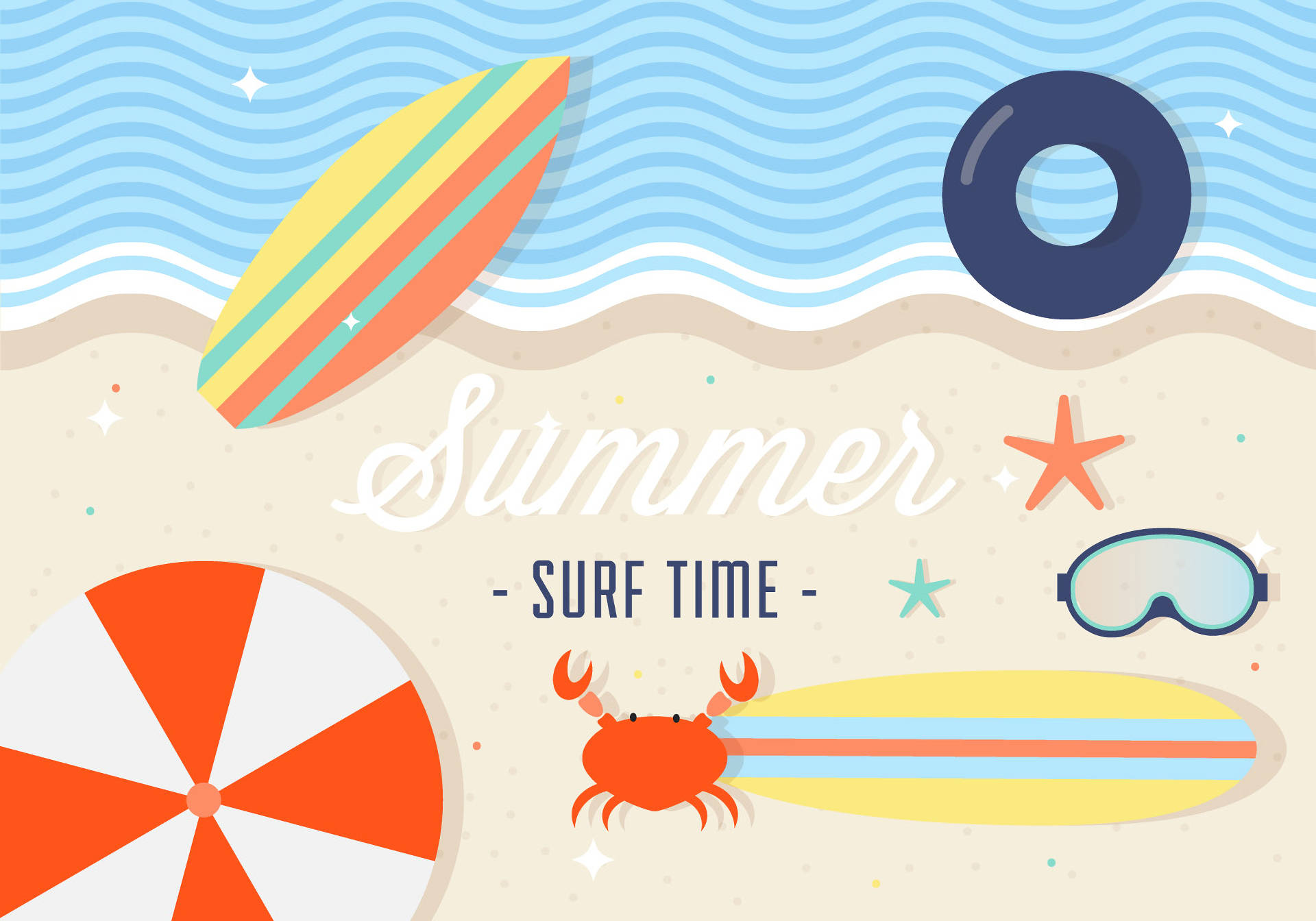 Summer Surf Desktop Wallpaper