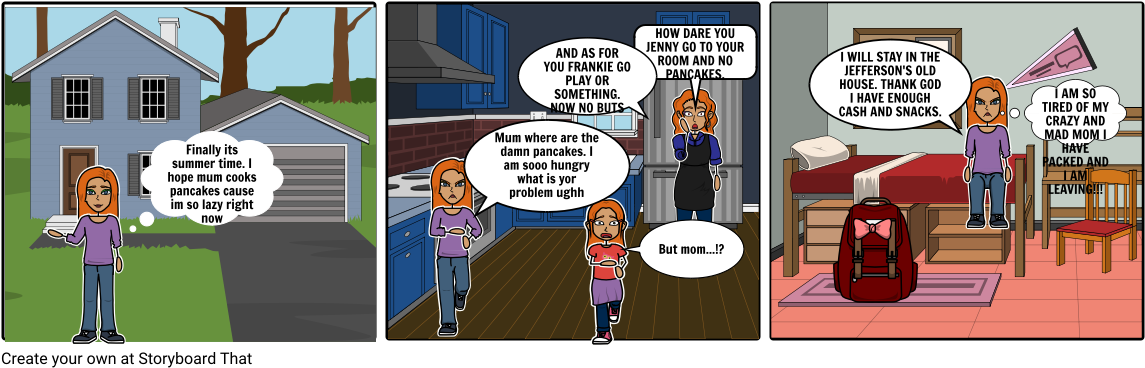 Summer Time Teen Chores Comic Strip PNG