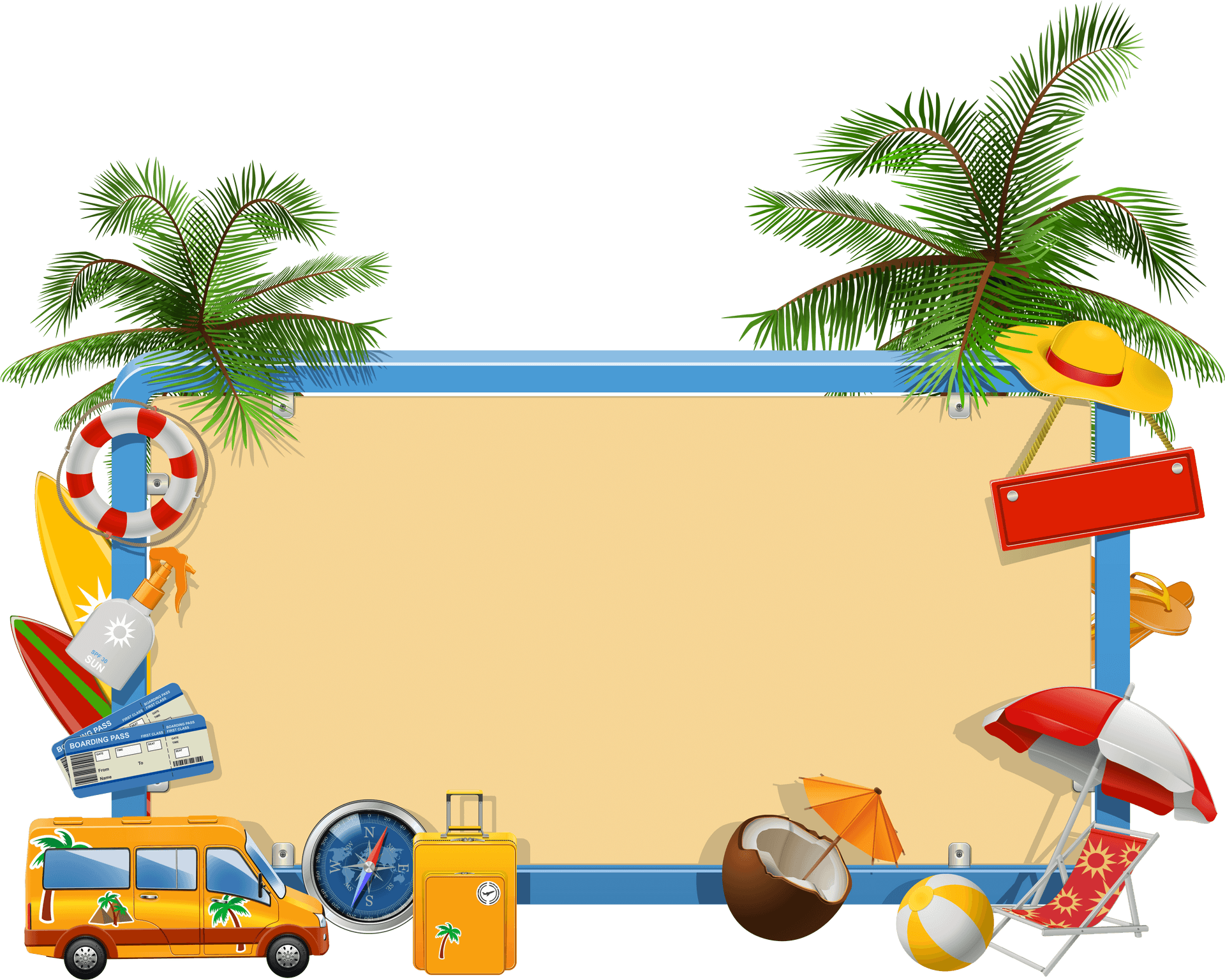 Summer Vacation Frame Template PNG