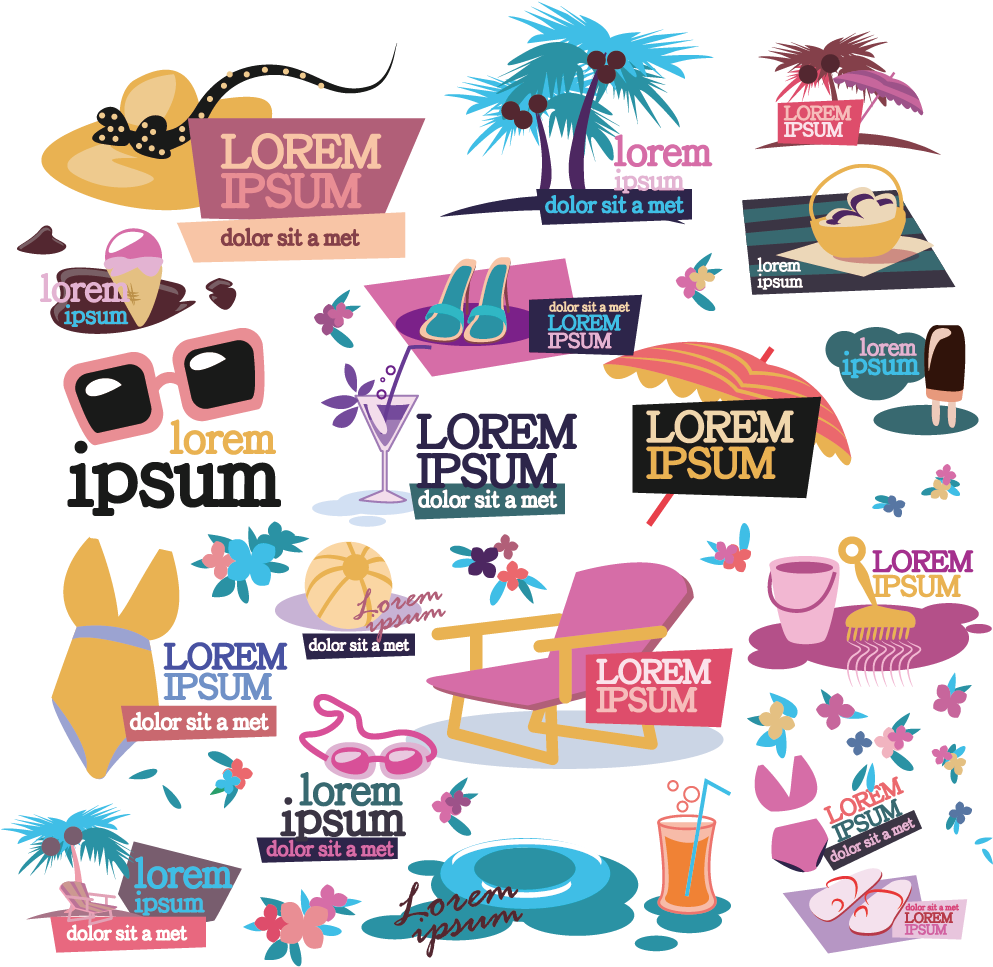 Summer Vacation Icons Set PNG