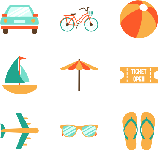 Summer Vacation Icons Set PNG