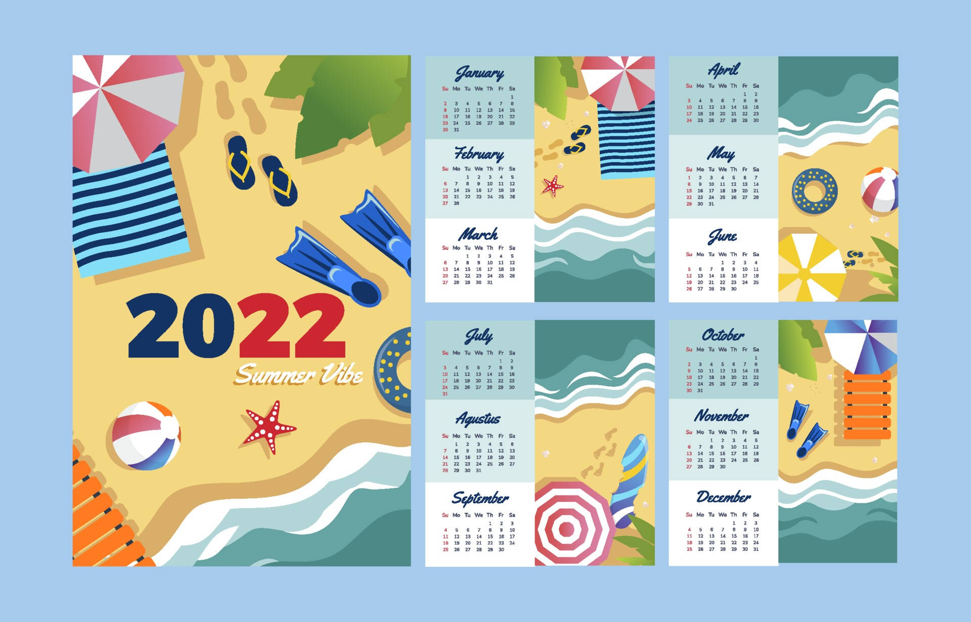 Summer Vibe 2022 Calendar Wallpaper
