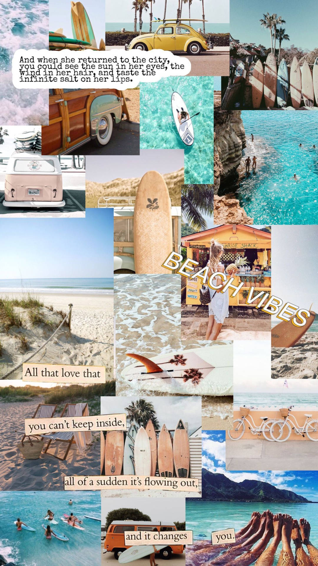 Summer Vibes Beach Collage Wallpaper