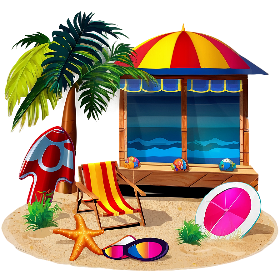 Summer Vibes Beach Scene Png 5 PNG