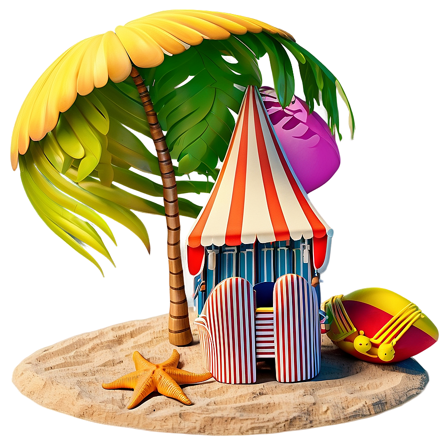 Summer Vibes Beach Scene Png Oip23 PNG