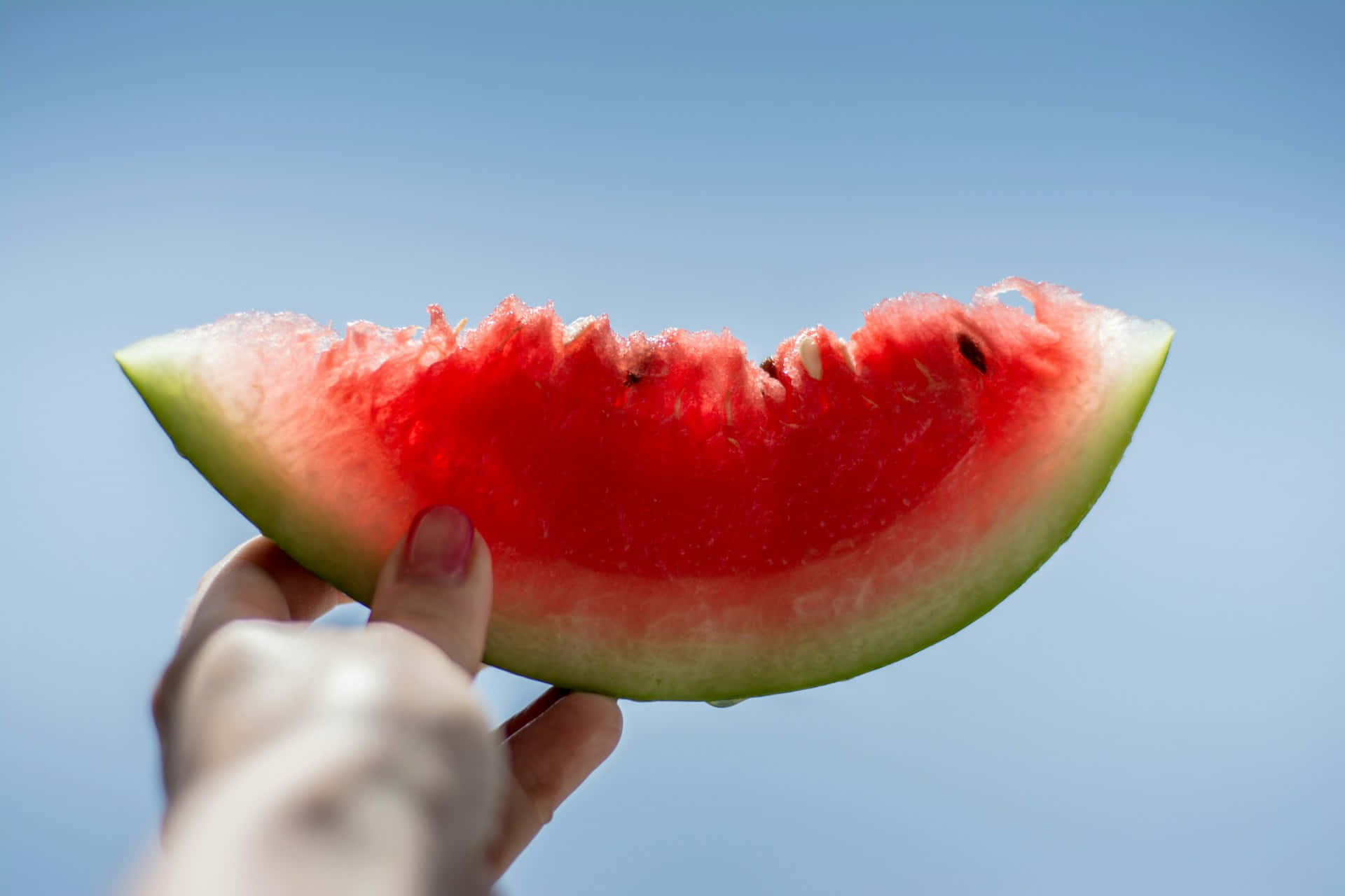 Summer Watermelon Slice Sky Background Wallpaper