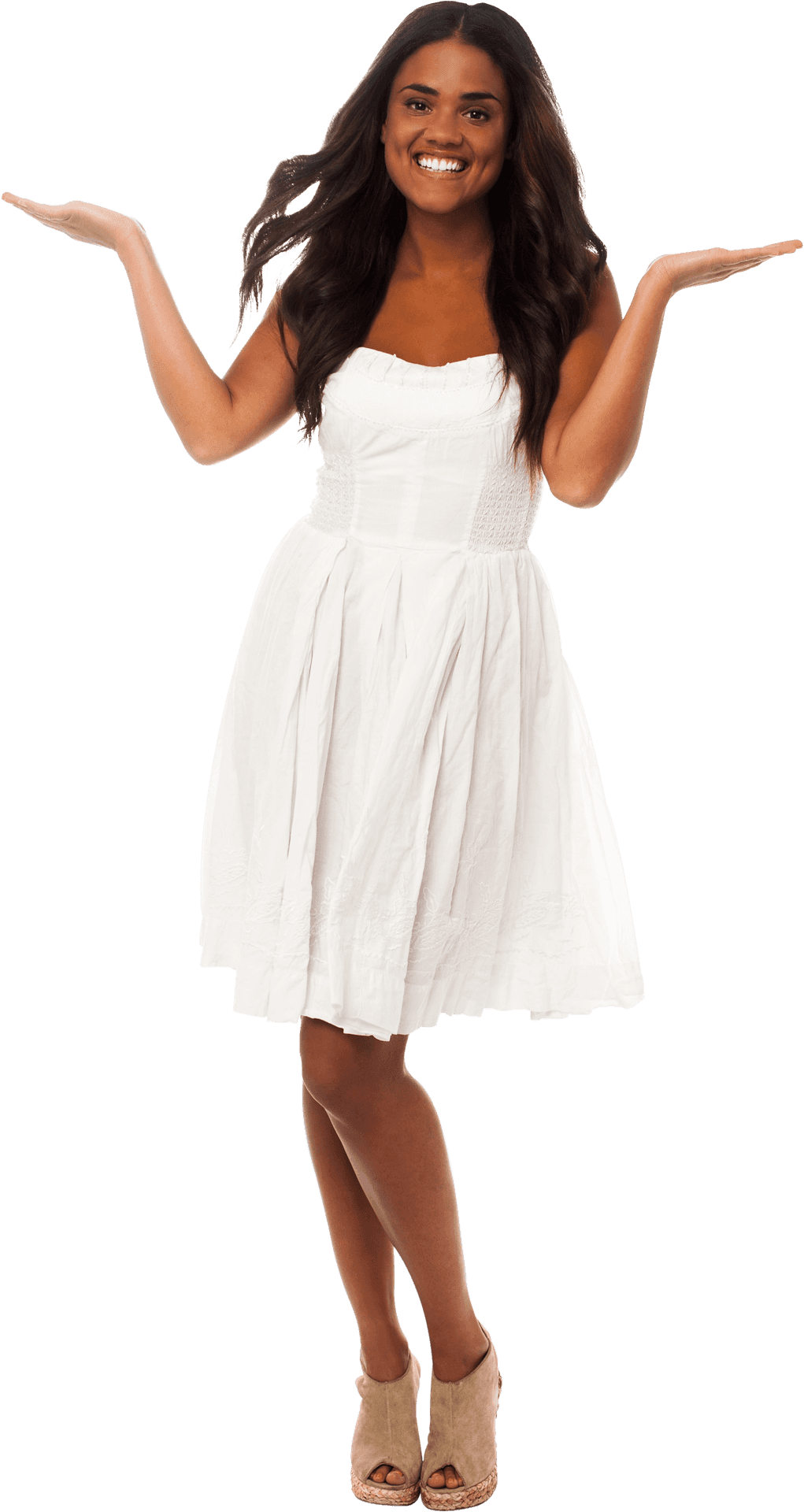 Summer White Dress Fashion Model PNG