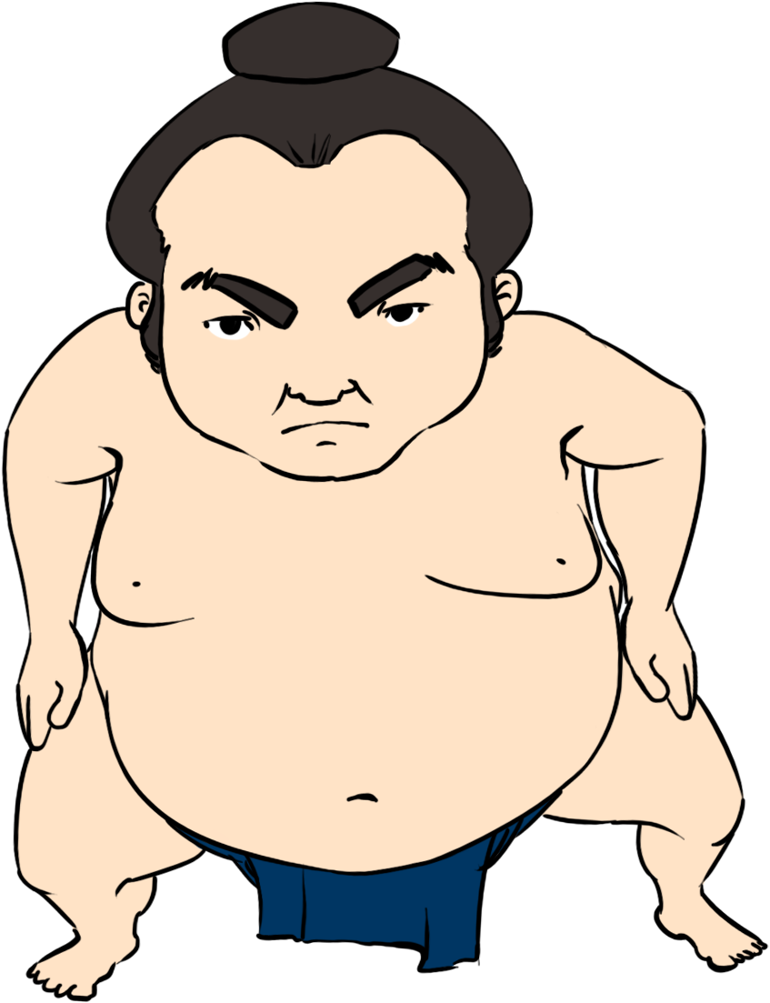 Sumo Wrestler Stance Illustration PNG