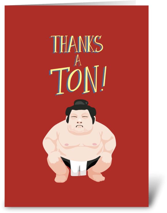 Sumo Wrestler Thank You Card PNG
