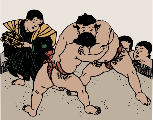 Sumo Wrestlersin Action Illustration PNG