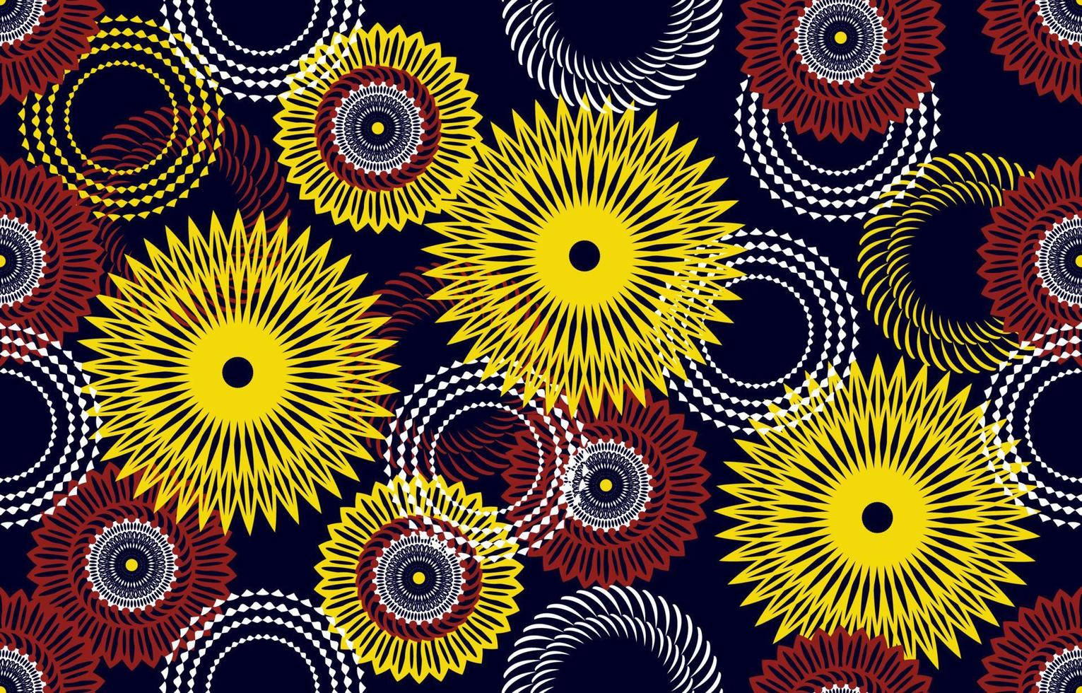 Sun And Flowers African Wax Fabric Wallpaper
