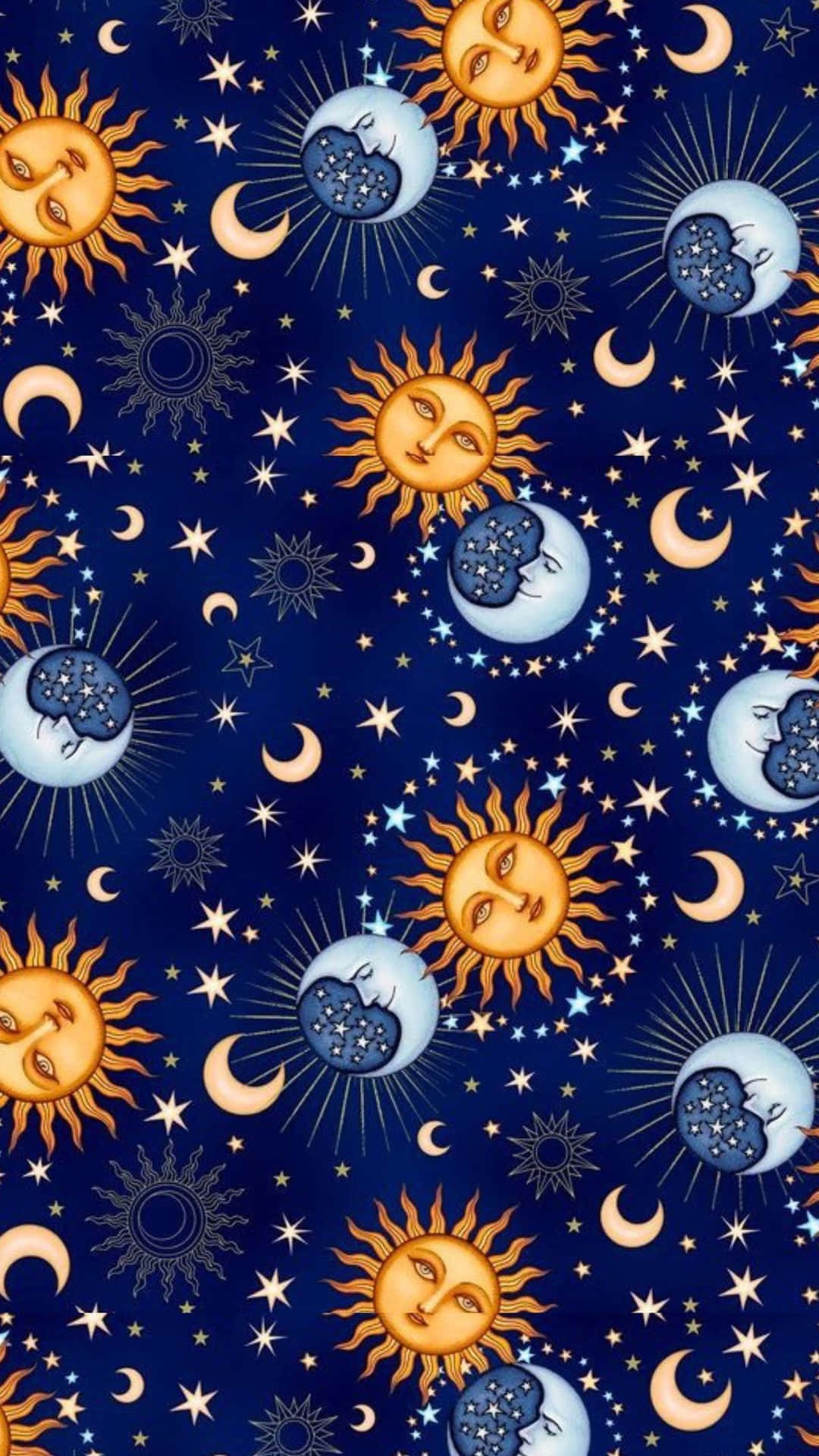 Celestial Dance - Sun and Moon in Harmony Wallpaper