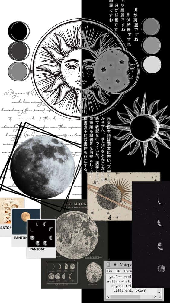 Caption: Celestial Harmony - The Sun and Moon Aesthetic Wallpaper
