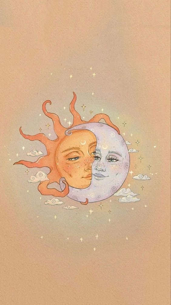Celestial Harmony - Sun and Moon Aesthetic Wallpaper