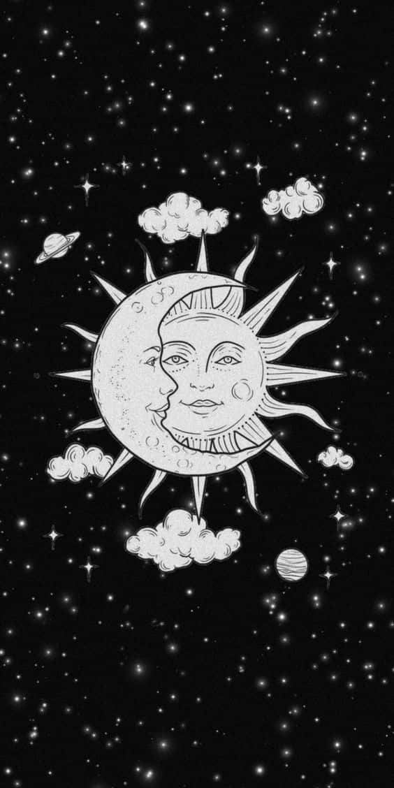 Celestial Harmony: The Sun and Moon Wallpaper