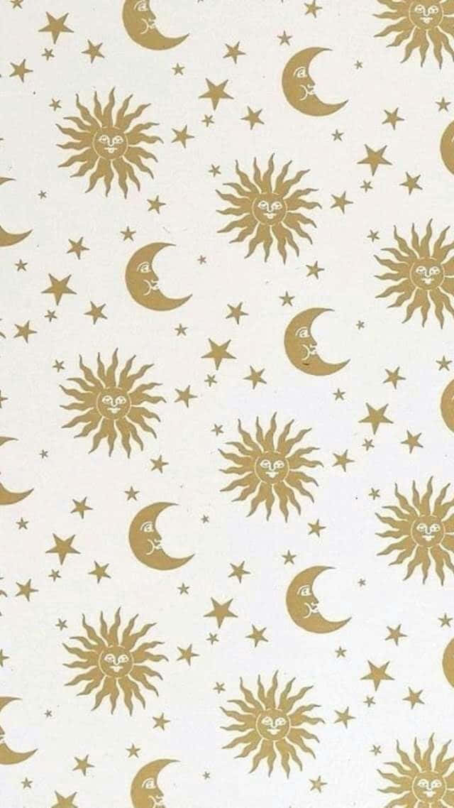 A harmonious blend of the sun and moon in a celestial sky Wallpaper
