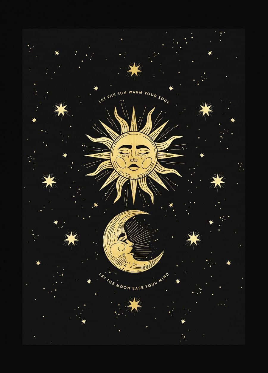 Tranquil Sun and Moon Aesthetic Wallpaper