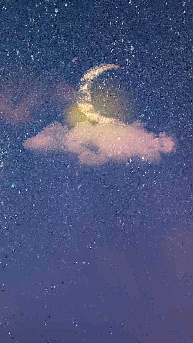 Sun And Moon In Purple Sky Wallpaper
