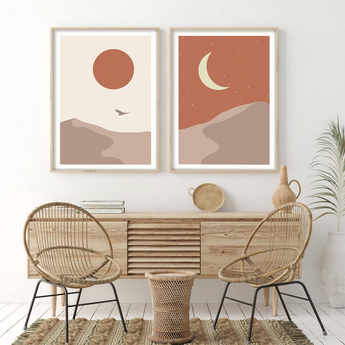 Sun And Moon In Terracotta Wallpaper
