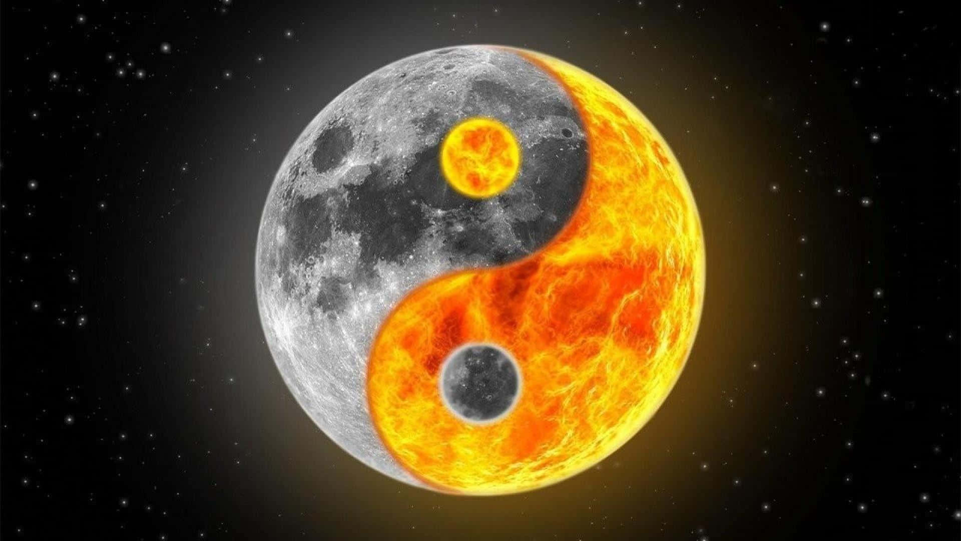 Sun And Moon Yin Yang Symbol 4K Wallpaper