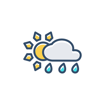 Sun Behind Cloud Rain Weather Icon PNG