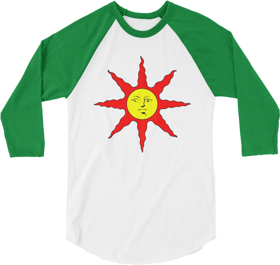 Download Sun Face Design Green Sleeve Raglan Shirt | Wallpapers.com